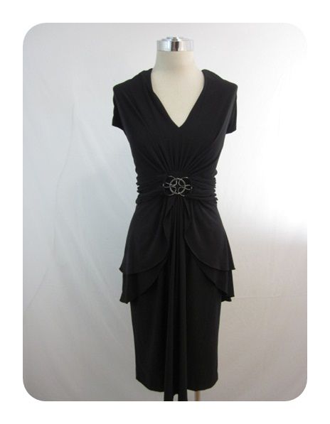 New Jones New York Black Jersey Polished Drama Dress 14W $138