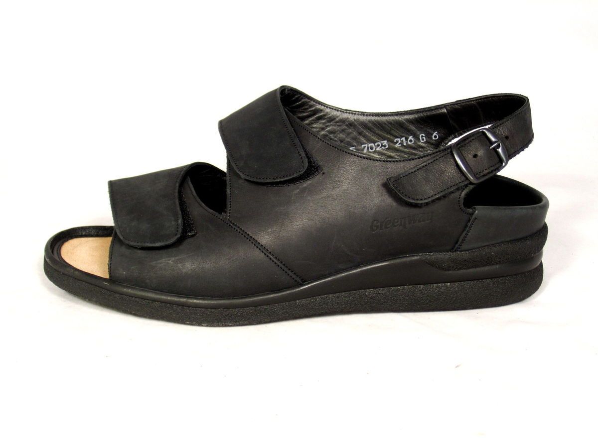 Womens Sz 6 M Medium Greenway by Durea Black Leather Ankle Strap