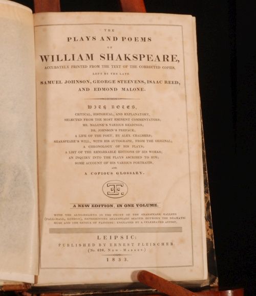 1833 Plays & Poems William Shakspeare SHAKESPEARE