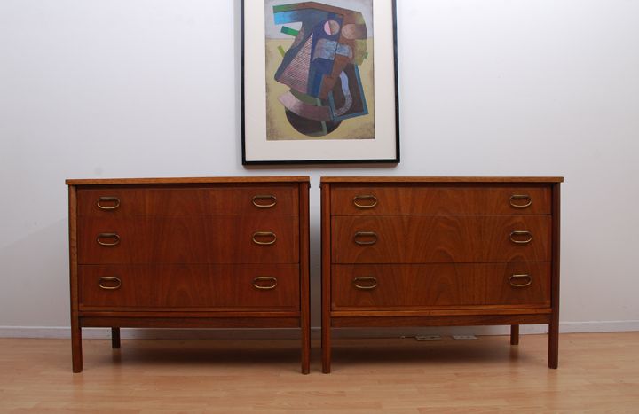 Pair of Mahogany Dressers Mid Century Mod Hollywood Regency Vintage