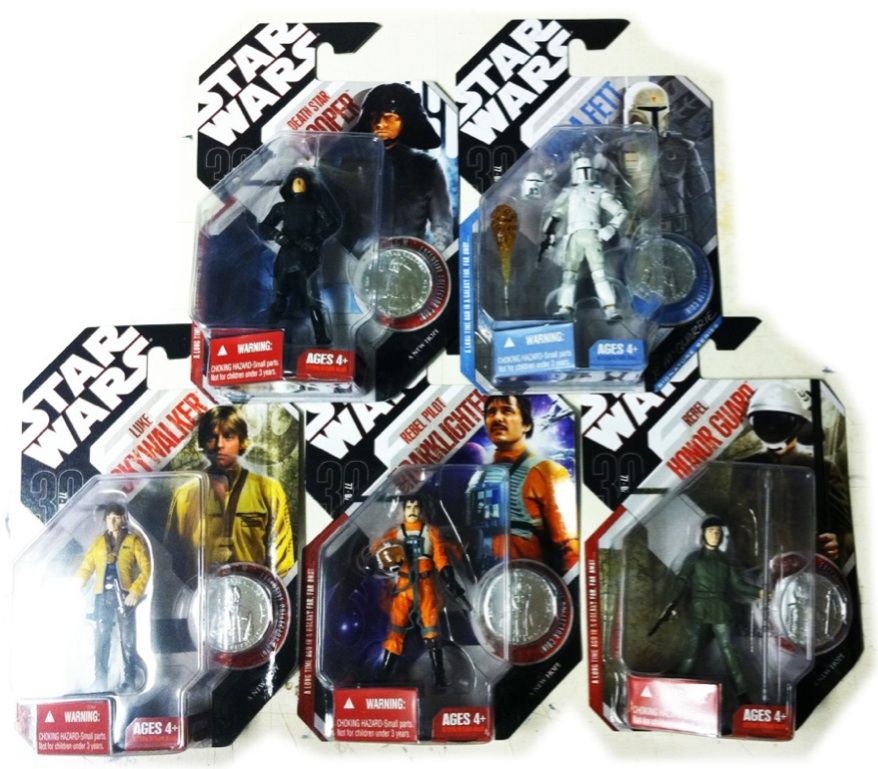  30th Anniv Wave 2 Lot 5 Boba Fett Luke Biggs Death Star Trooper