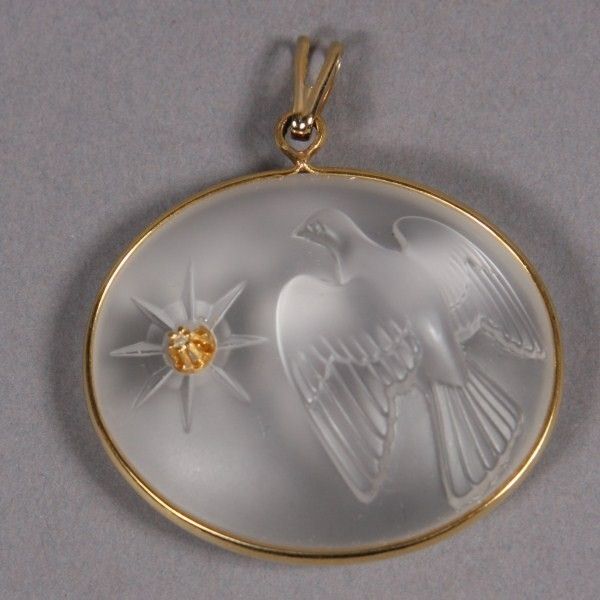 LALIQUE DOVE WITH DIAMOND PENDANT NINA RICCI DOVE BEAUTIFUL FOR I LOVE