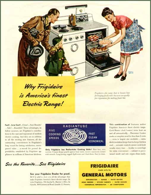 ALBERT DORNE ARTWORK IN 1946 FRIGIDAIRE RANGES AD