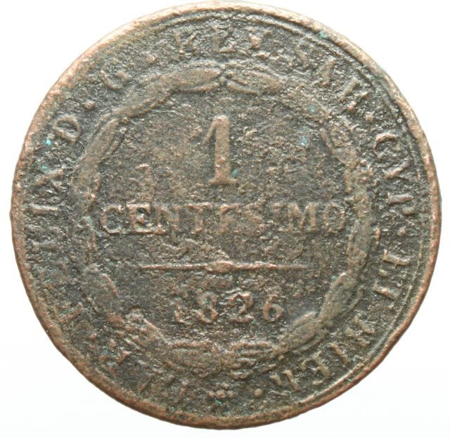 15397  Italy, Carlo Felice, 1826 1 Centesimo, Sardina, Rare and Nice