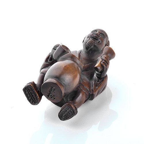  Japanese Carving Sculpture Boxwood Wood Netsuke Sign Elder