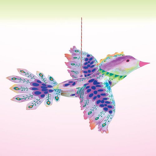 eeBoo Purple Floating Bird Durable Cardboard Decoration   approx 11