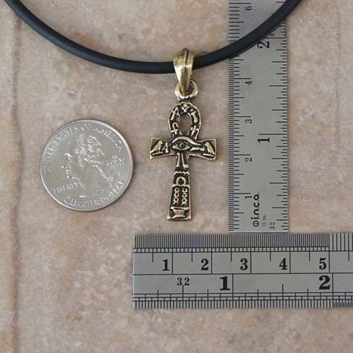 Little RA Eye Ankh Egyptian Cross of Life Pagan Paganism Pendant Brass