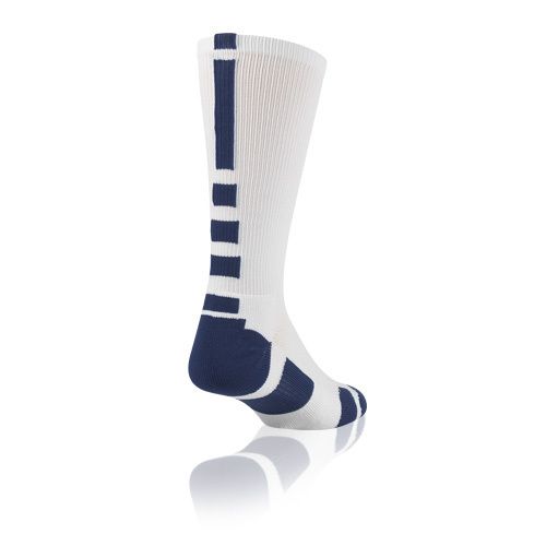 New TCK Elite Baseline Basketball Socks White Navy Blue proDRI Calf