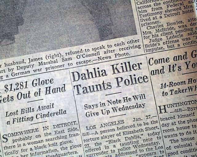 BLACK DAHLIA Elizabeth Short Murder Case & GRACE MOORE Death 1947 Old