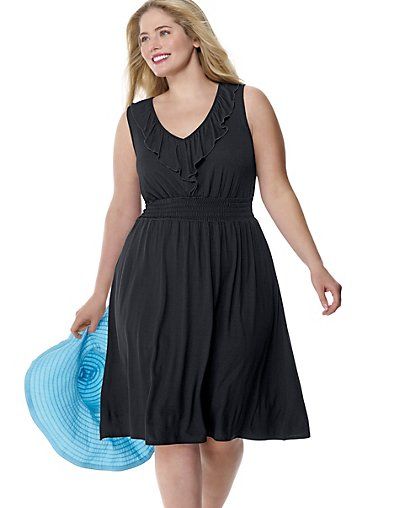 Just My Size JMS Knit Ruffle Solid Dress Style JM1205