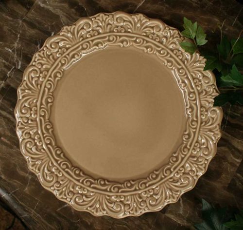 16 PC Drake Design Dinnerware Set Taupe Collection