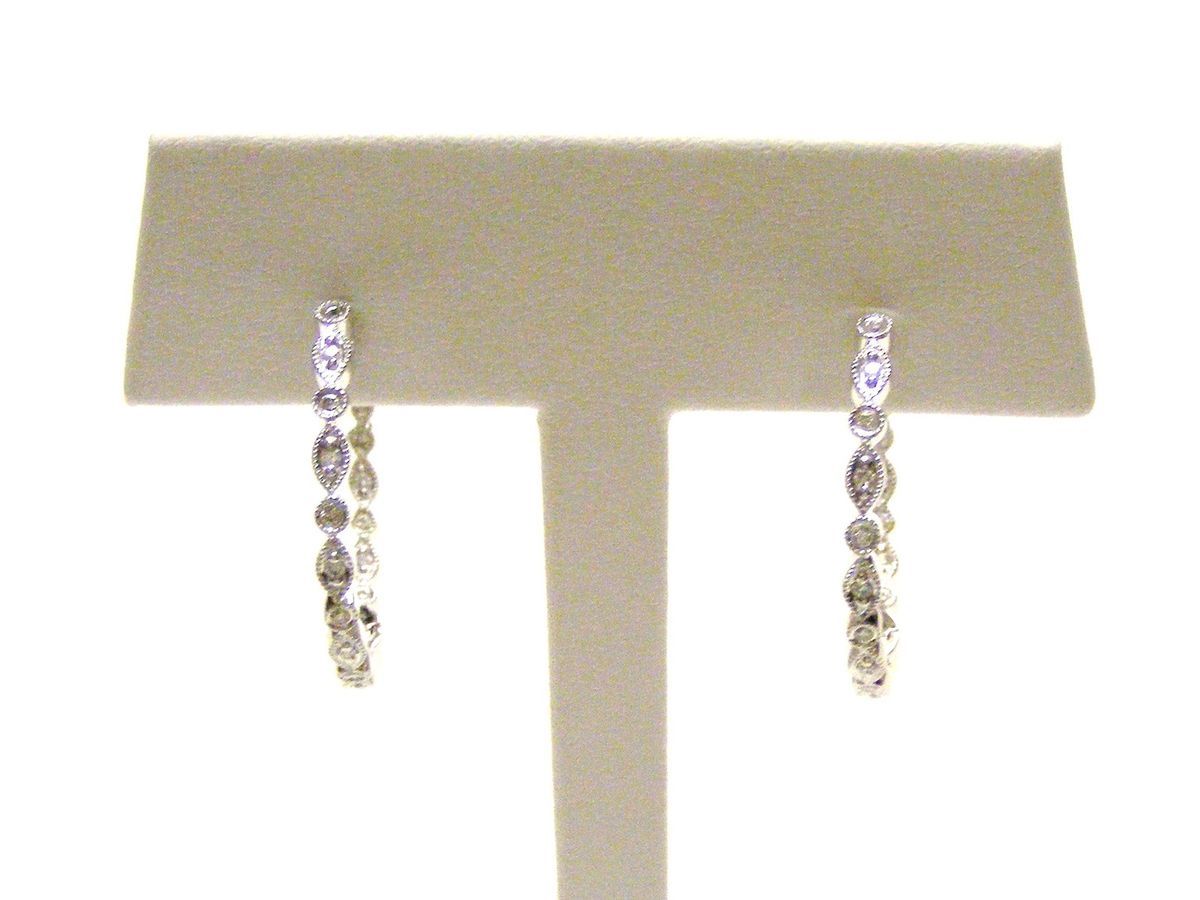 14K White Gold Diamond Hoop Earrings 1 2 Carat Diamonds Set Inside Out