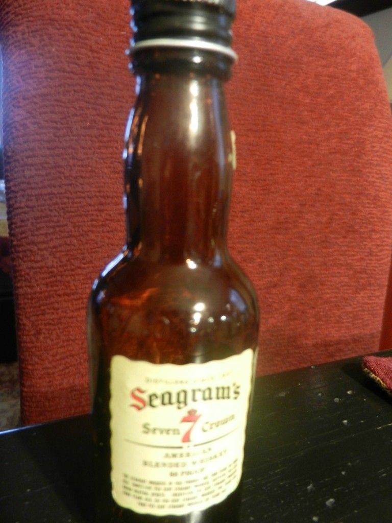 Vintage Miniature Empty Bottle Seagrams 7 Crown Whisky