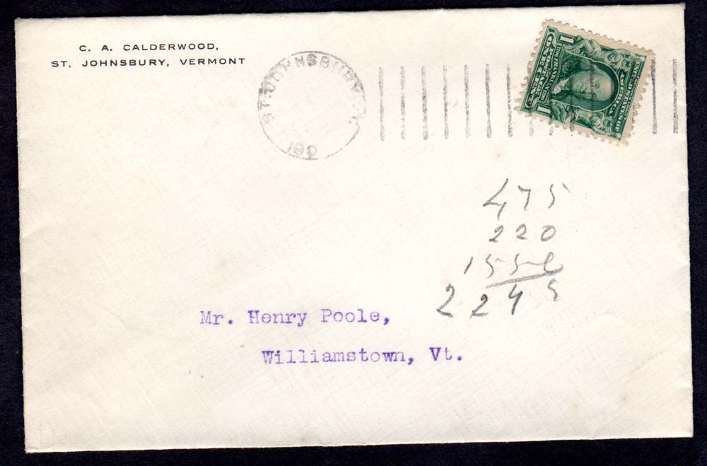 St Johnsbury VT 1900s Machine Canel on cover. Make multiple