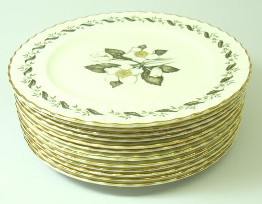 12 Royal Worcester Dinner Plates Engadine Pattern