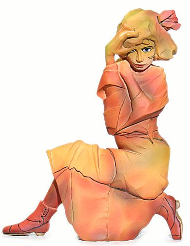 Egon Schiele Kneeling Girl Sculpture Figurine Statue