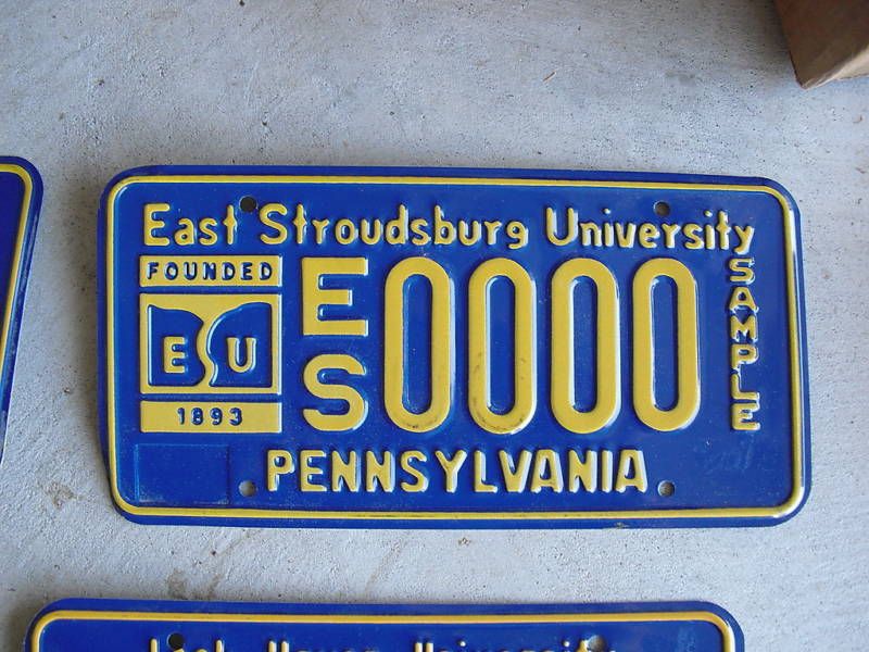 Pennsylvania License Plate East Stroudsburg U Sample