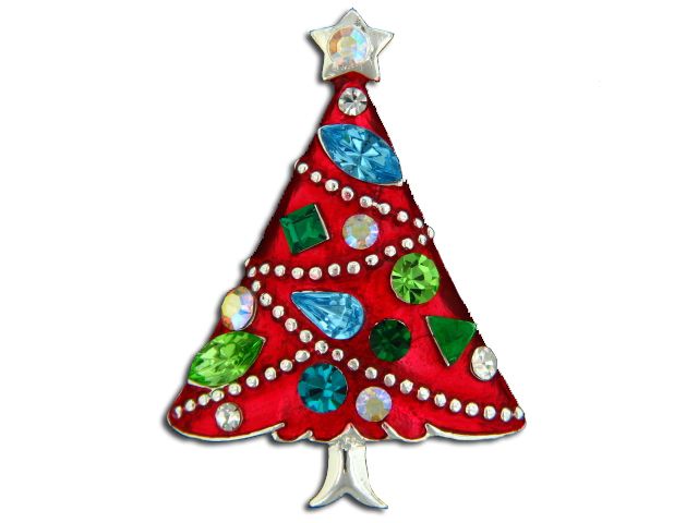 Eisenberg Ice Crystal Christmas Tree Brooch   Pin