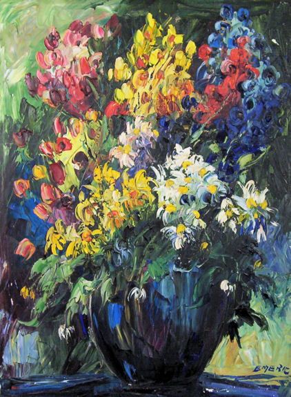 Hungarian Impressionist Floral Still Life by Emeric