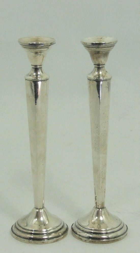 Antique Elfers Sterling Silver Holloware Weighted 10 Candlesticks Art