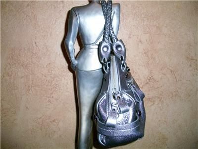 Elliott Lucca Pewter Bag Tote Zip Sachel Purse Handbag