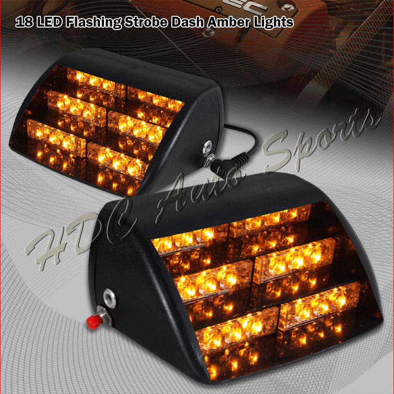 18 x LED Amber Emergency Vehicle Strobe Lights Windshields Dashboard