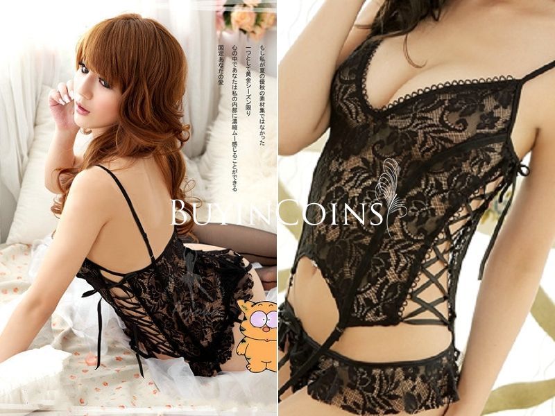 Sexy Women Vest Suspender Garter Lace G String Lingerie Nightwear