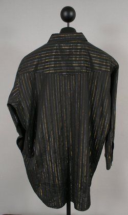 ELY TALL MENS PEARL SNAP BLACK w/ METALLIC STRIPE WESTERN SHIRT 20X35