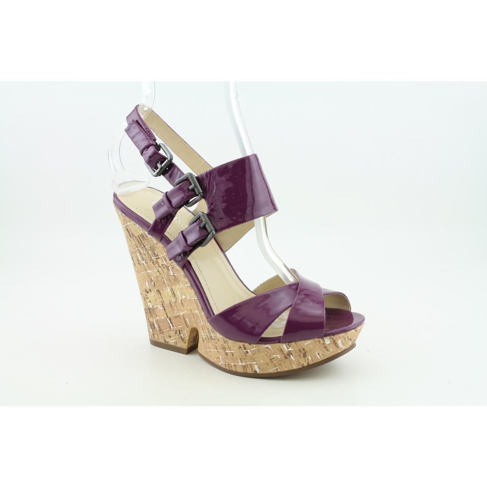 Enzo Angiolini Damiana Womens Size 9 5 Purple Leather Wedge Sandals