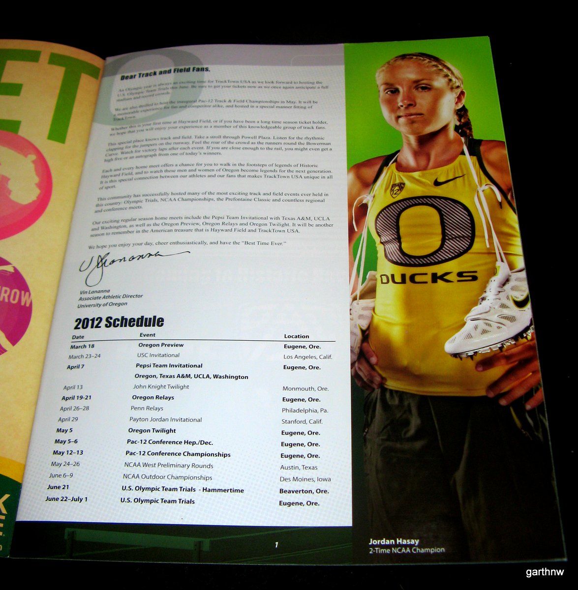 OREGON DUCKS TRACK & FIELD MINT 2012 TEAM PROGRAM Jordan Hasay STEVE