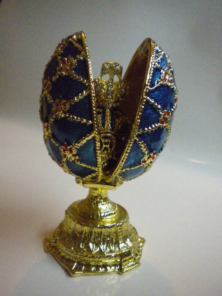 1x Faberge Egg Crystal Jewelry Trinket Box Purple Green