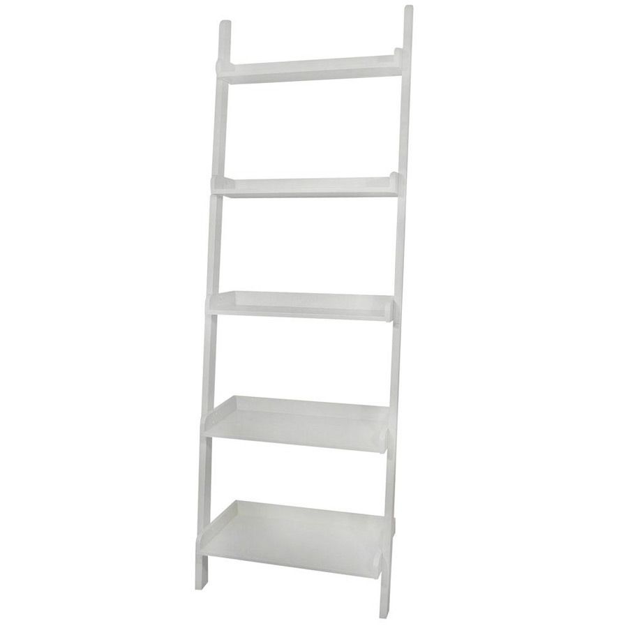  Ladder White Solid Wood Wall Book Shelf Racks Shelves Bookcase