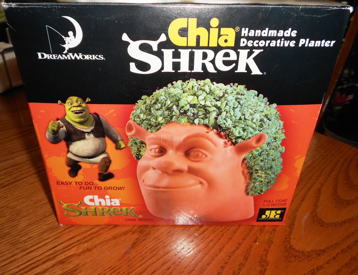 VINTAGE CHIA Planter SHREK RARE COLLECTIBLE DREAMWORKS SHREK in BOX