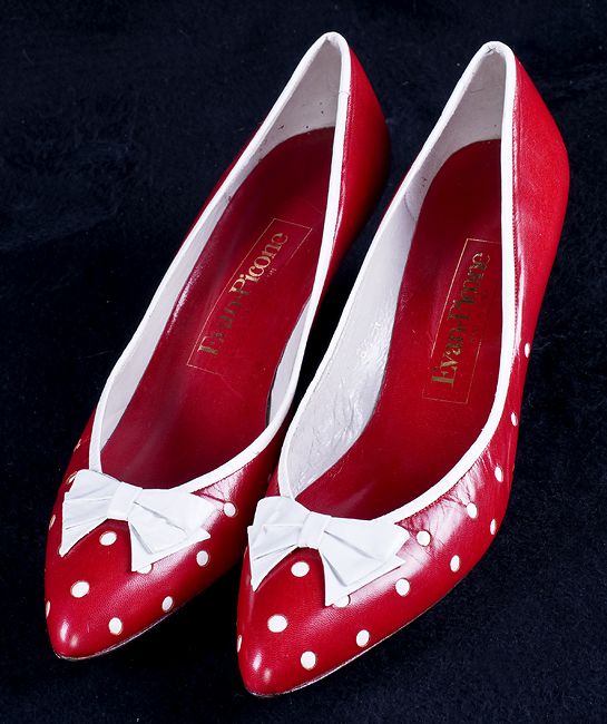 Evan Picone I Love Lucy Red White Polka Dot Bow Heel Pump Shoes 8 5 N