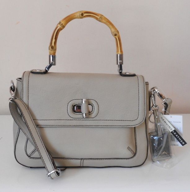 NEW ETIENNE AIGNER HANDBAG BIRCH BEIGE LEATHER WAVERLY FLAP SATCHEL