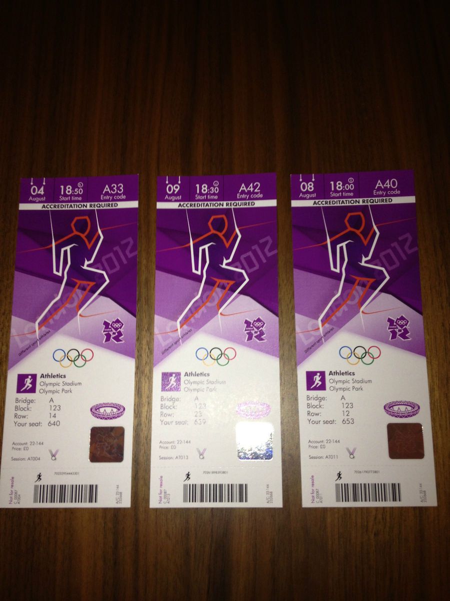  Olympics Athletics Ticket MO Farahs 10 000M Mint Condition