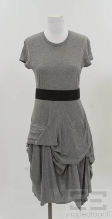 morgane le fay grey jersey bustle dress size m