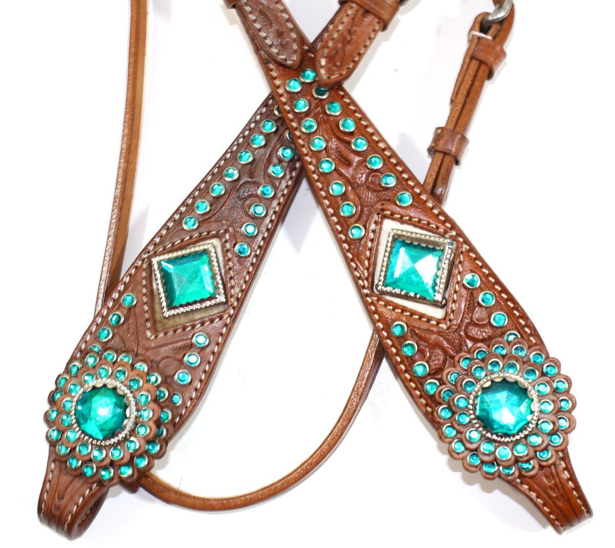  Diamond Bling Western Tack Set. Headstall & Breast Collar Horse Tack