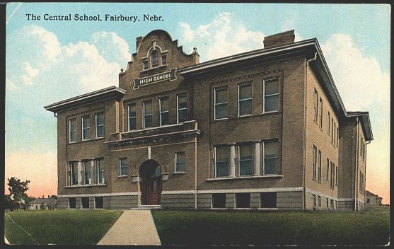 Fairbury Nebraska NE 1913 High School Vintage Postcard