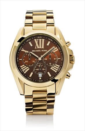 NIB Michael Kors Chronograph Watch Bradshaw Two tone Espresso & Gold