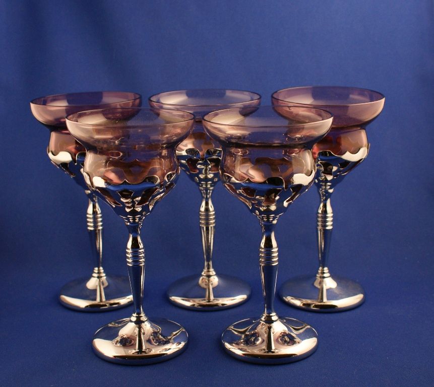 Vintage Farber Bros. Krome Kraft Amethyst Glass Cocktail Stem c.1940