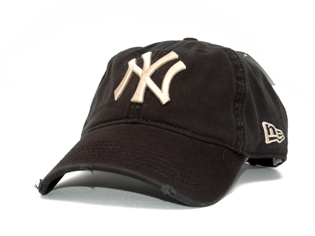 New Era NY Yankees Distressed Baseball Cap Hat Black Color