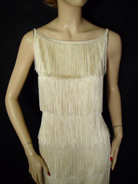 1795 St John Fringe Flapper Dress Sz 4 Sexy Elegant Santana Sequns