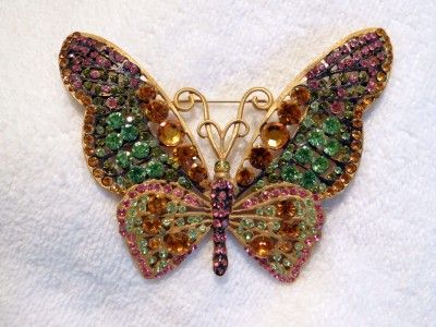 Huge Jay Feinberg Strongwater Butterfly Swarovski Crystal Brooch RARE