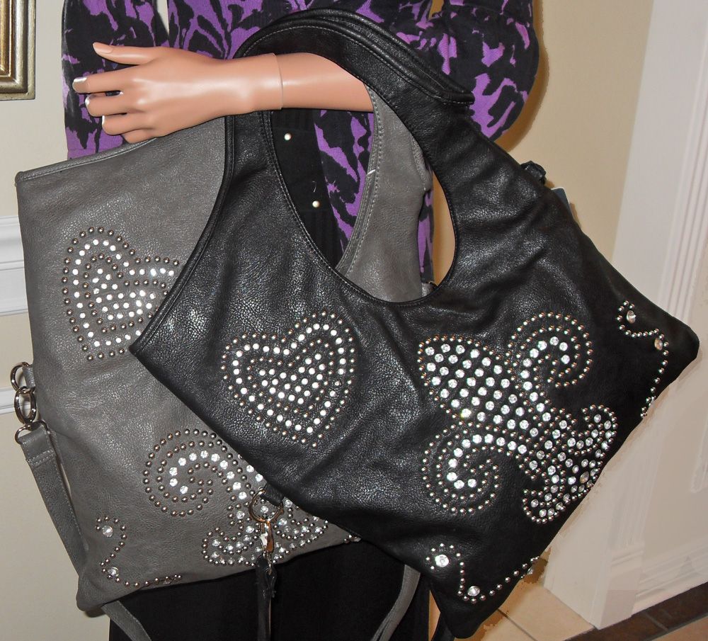 New Ustyle Studded Fleur de Lis Versatile Convertible Shoulder Bag