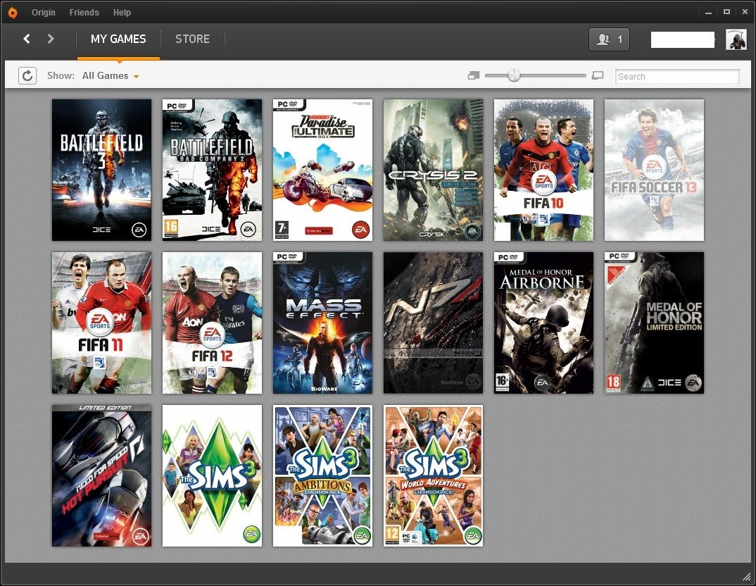  @ Origin / Battlefield 3, Fifa 13, Mass Effect 1&2, Sims 3