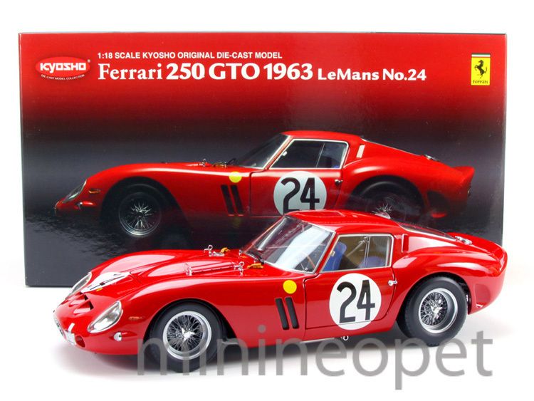 Kyosho 1963 Ferrari 250 GTO LeMans 24 1 18 Diecast Red