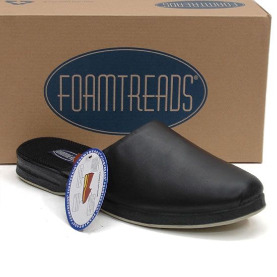 New NIB FOAMTREADS Troon Black Comfort Slip On Slippers SHOES Men 7.5