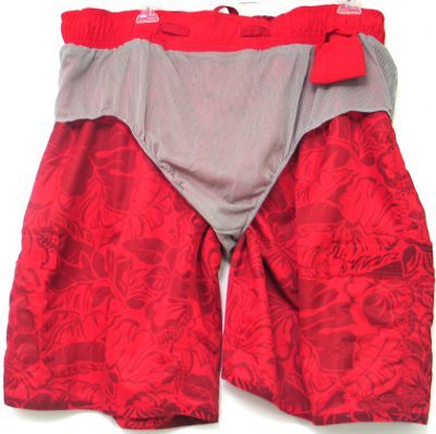 3XL 3X Arizona Cargo Swim Trunks Shorts Deep Red Floral NWT