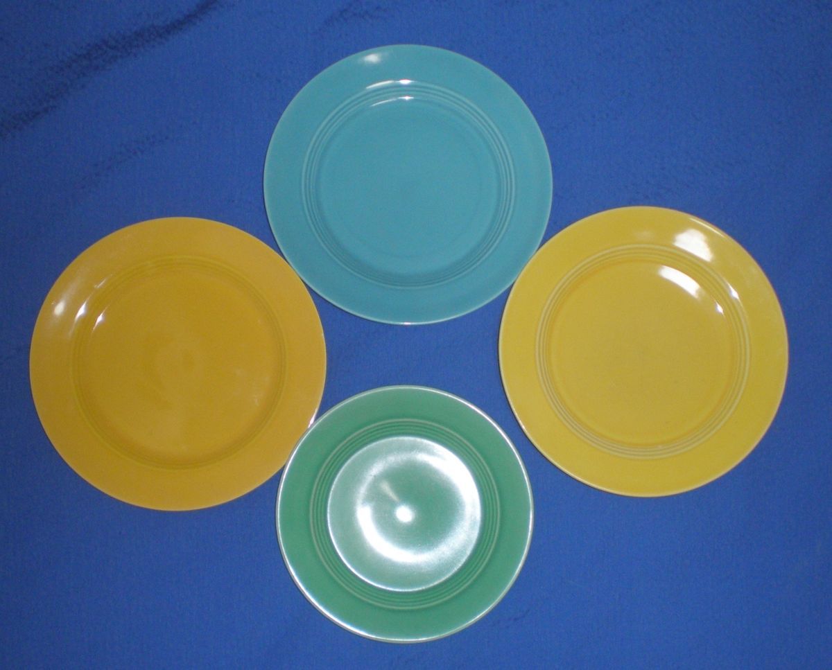 Vintage Homer Laughlin Harlequin 3 7 25 Plates Yellow Turquoise Bonus